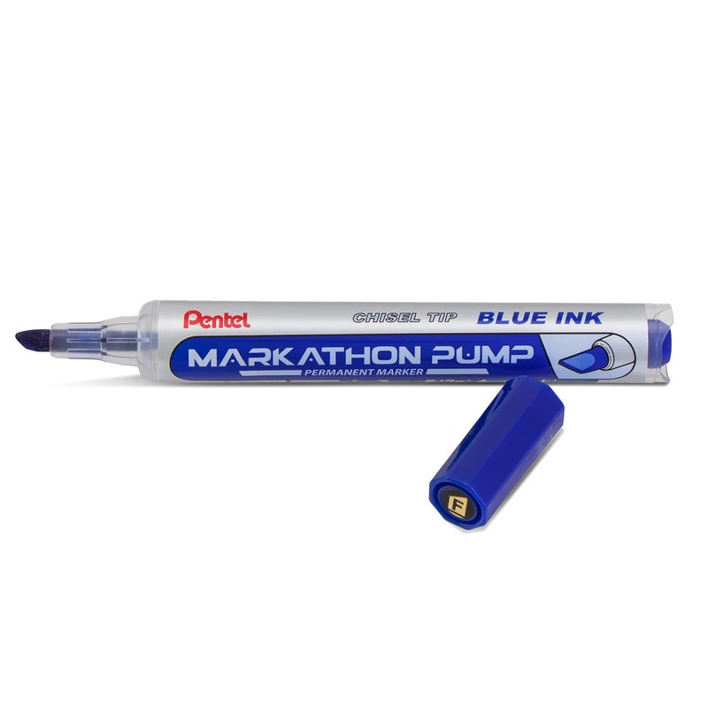 Pentel Markathon Pump Permanent Marker, Chisel Tip, Assorted Colors, 4 Pack (NLF60XBP4M) - Image 5